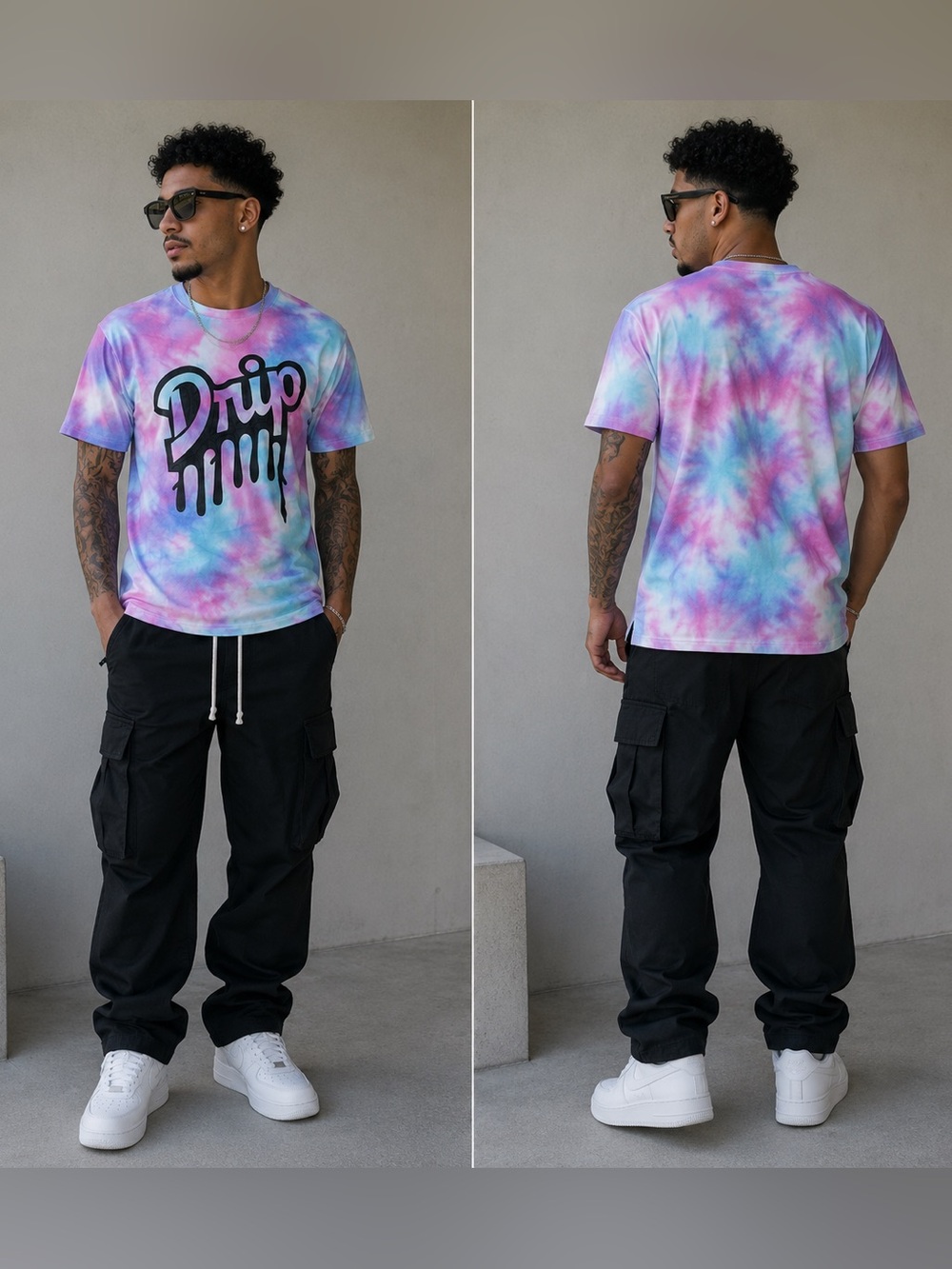 New Mens Cotton Candy Drip Tie Dye T-shirt